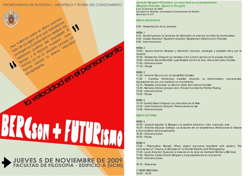 ‘Bergson+Futurism. Speed in thought’ – Madrid (Nov. 5)